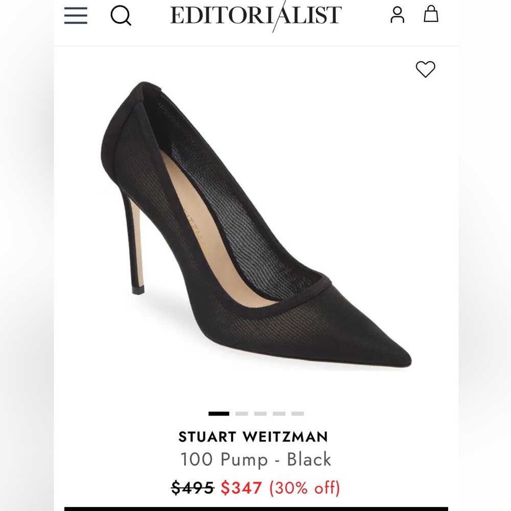 Stuart Weitzman Black Pointed Toe Mesh Stiletto Pumps - Picture 3 of 12